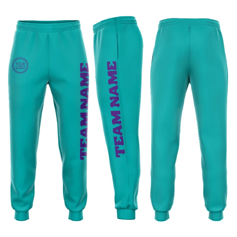 One Size Aqua Purple Fleece Jogger Sweatpants