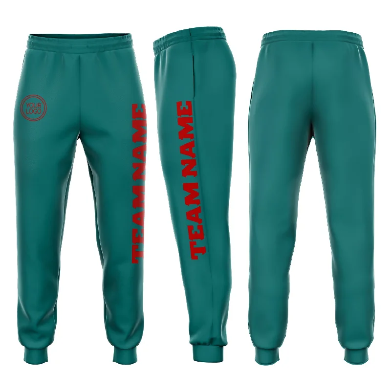 One Size Aqua Red Fleece Jogger Sweatpants