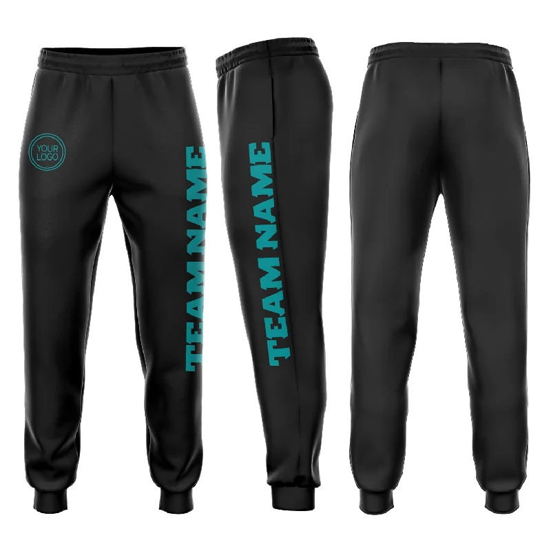 One Size Black Aqua Fleece Jogger Sweatpants