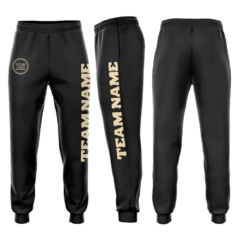 One Size Black Cream Fleece Jogger Sweatpants