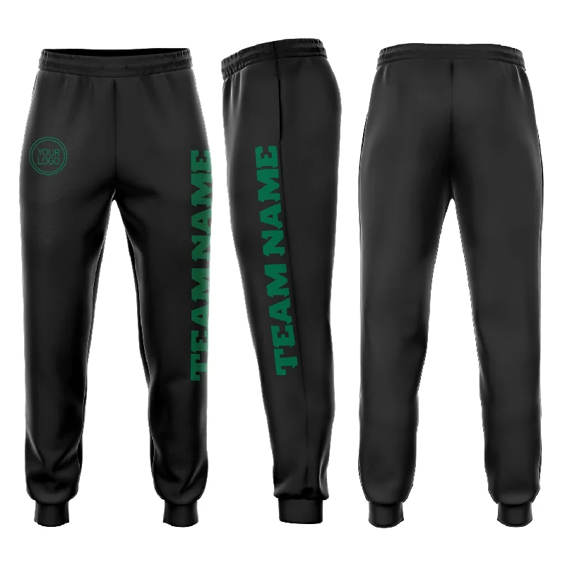 One Size Black Kelly Green Fleece Jogger Sweatpants