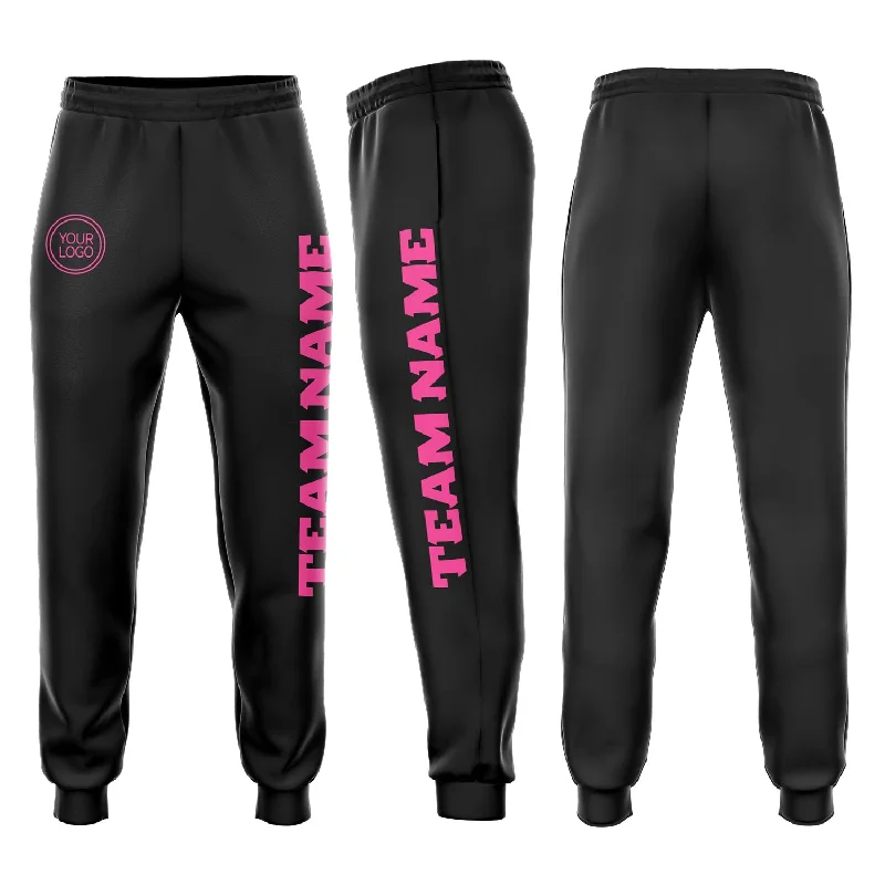 One Size Black Pink Fleece Jogger Sweatpants