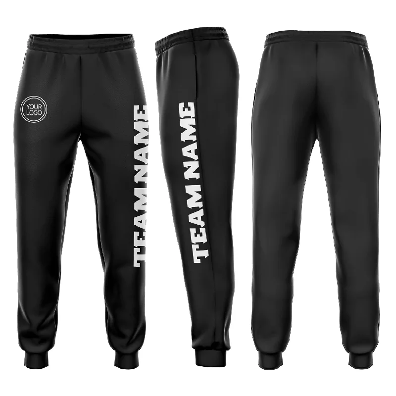 One Size Black White Fleece Jogger Sweatpants