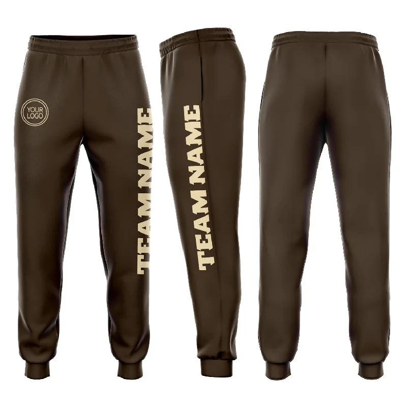 One Size Brown Cream Fleece Jogger Sweatpants