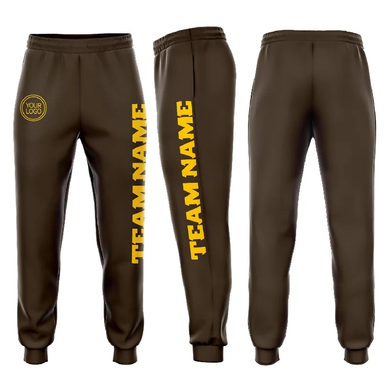 One Size Brown Gold Fleece Jogger Sweatpants