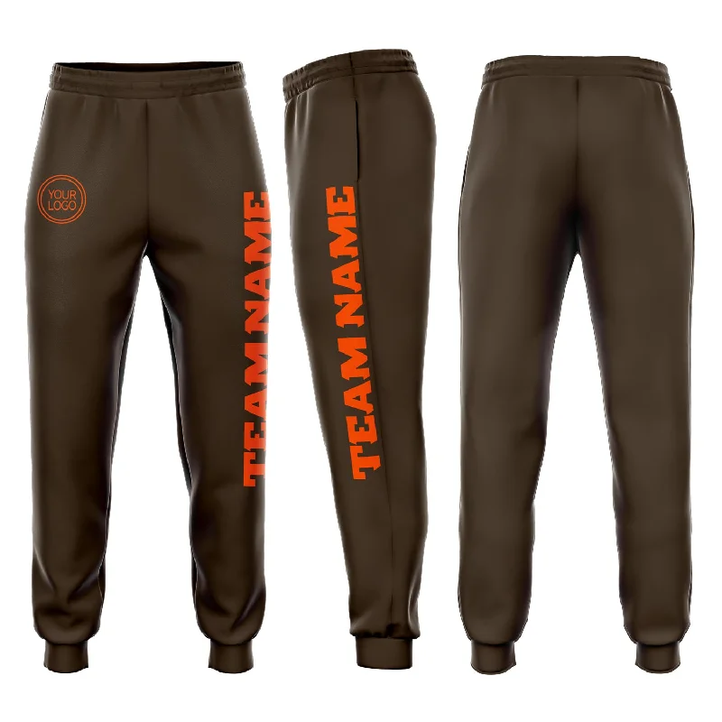 One Size Brown Orange Fleece Jogger Sweatpants