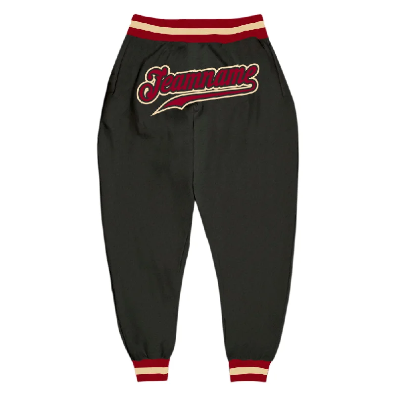 One Size Black Maroon-Crem Sports Pants