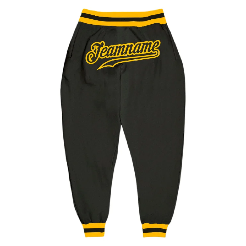 One Size Black Black-Gold Sports Pants