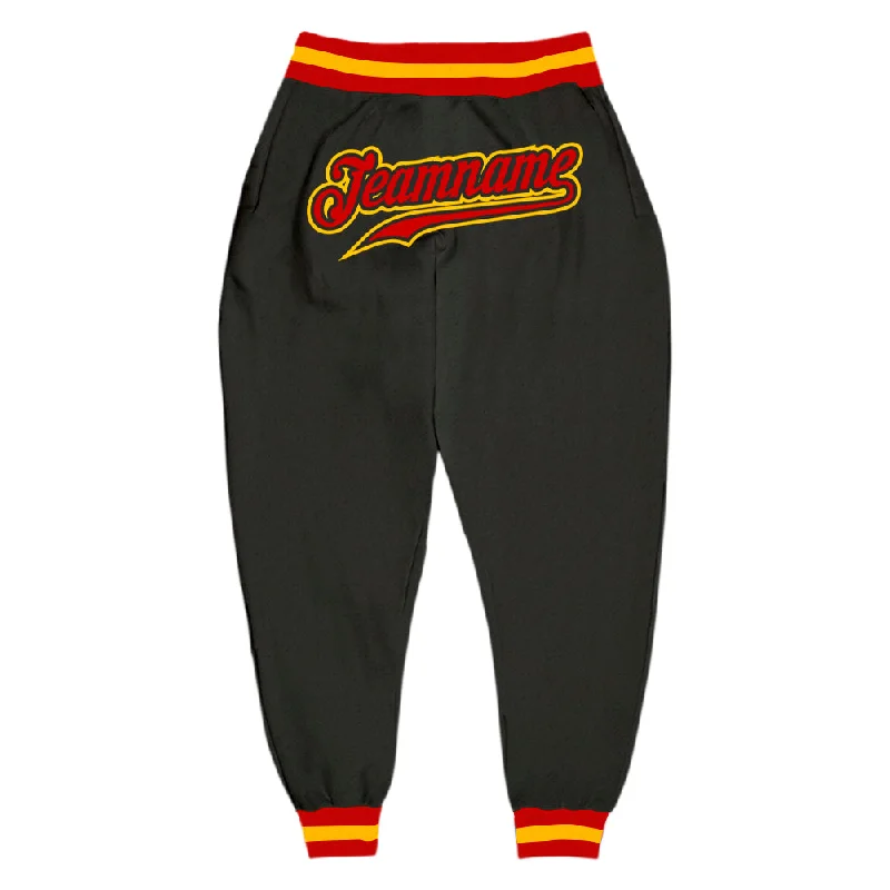 One Size Black Red-Gold Sports Pants