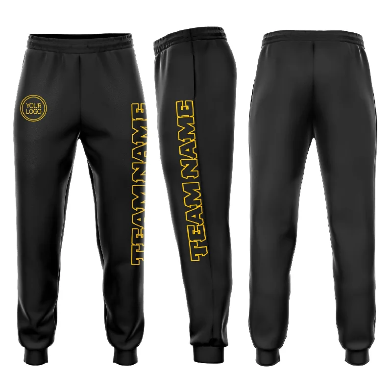 One Size Black Black-Gold Fleece Jogger Sweatpants