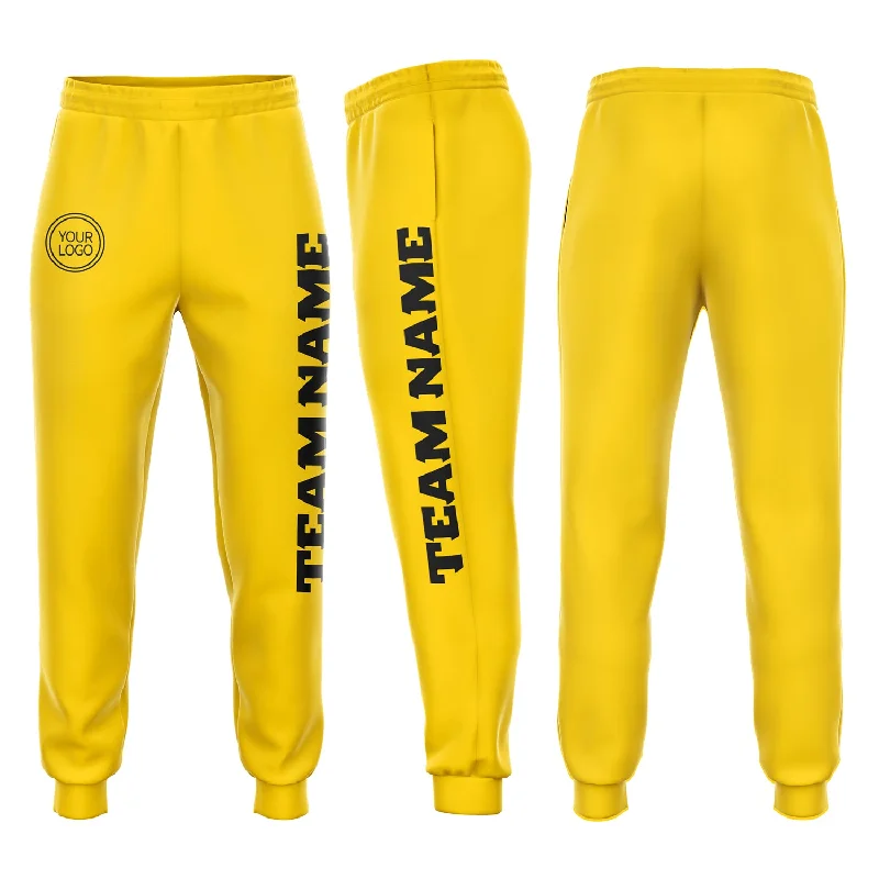 One Size Gold Black Fleece Jogger Sweatpants