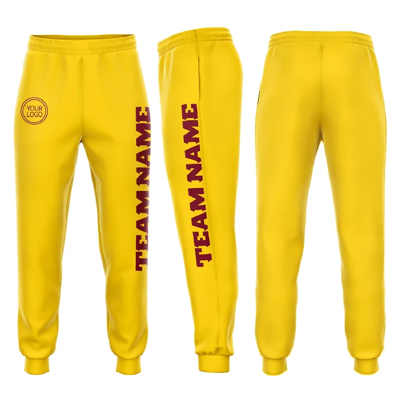 One Size Gold Crimson Fleece Jogger Sweatpants