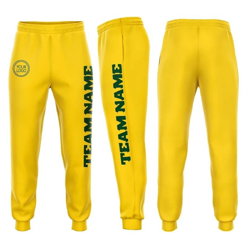 One Size Gold Green Fleece Jogger Sweatpants