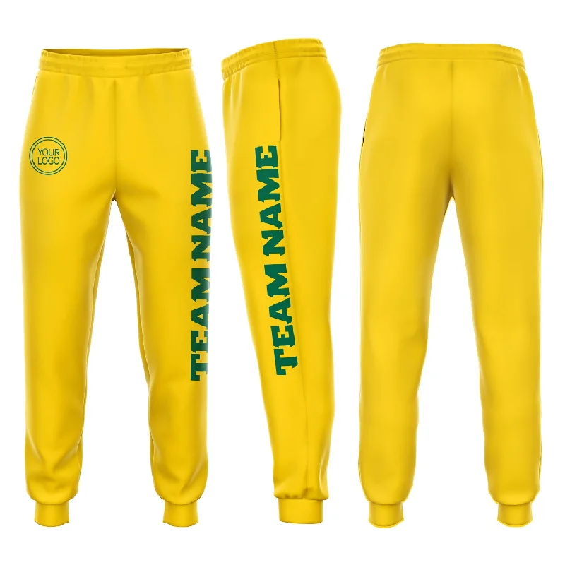 One Size Gold Kelly Green Fleece Jogger Sweatpants