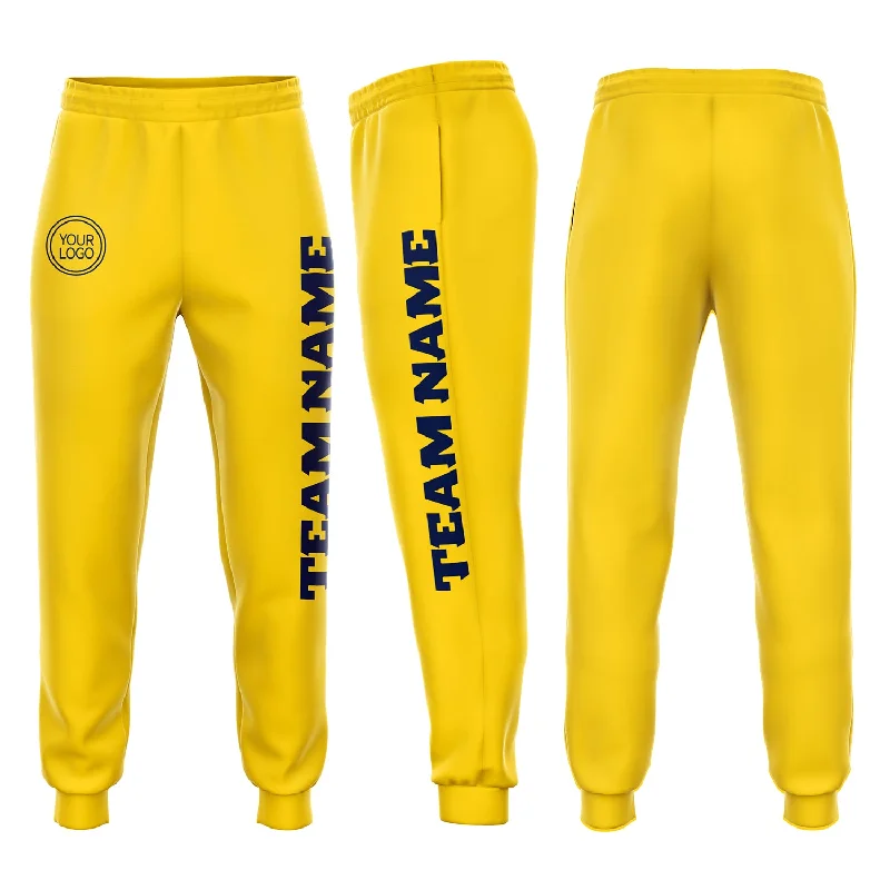 One Size Gold Navy Fleece Jogger Sweatpants