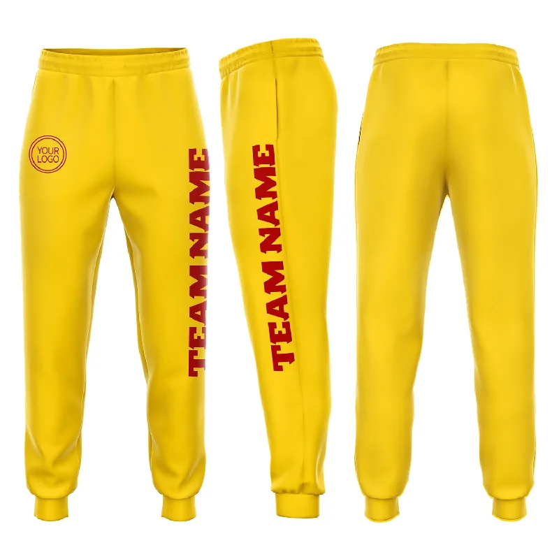 One Size Gold Red Fleece Jogger Sweatpants