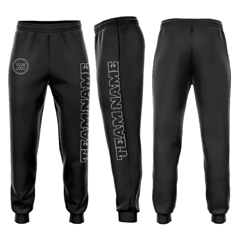 One Size Black Black-Gray Fleece Jogger Sweatpants