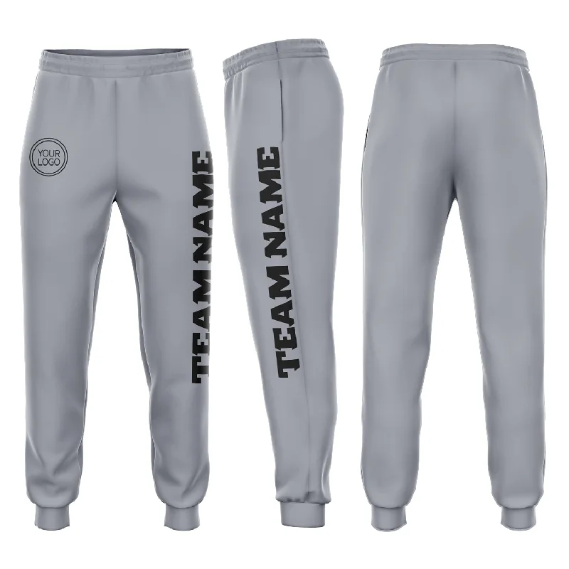 One Size Gray Black Fleece Jogger Sweatpants