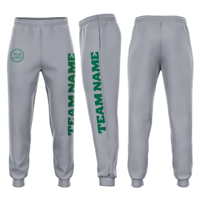 One Size Gray Kelly Green Fleece Jogger Sweatpants