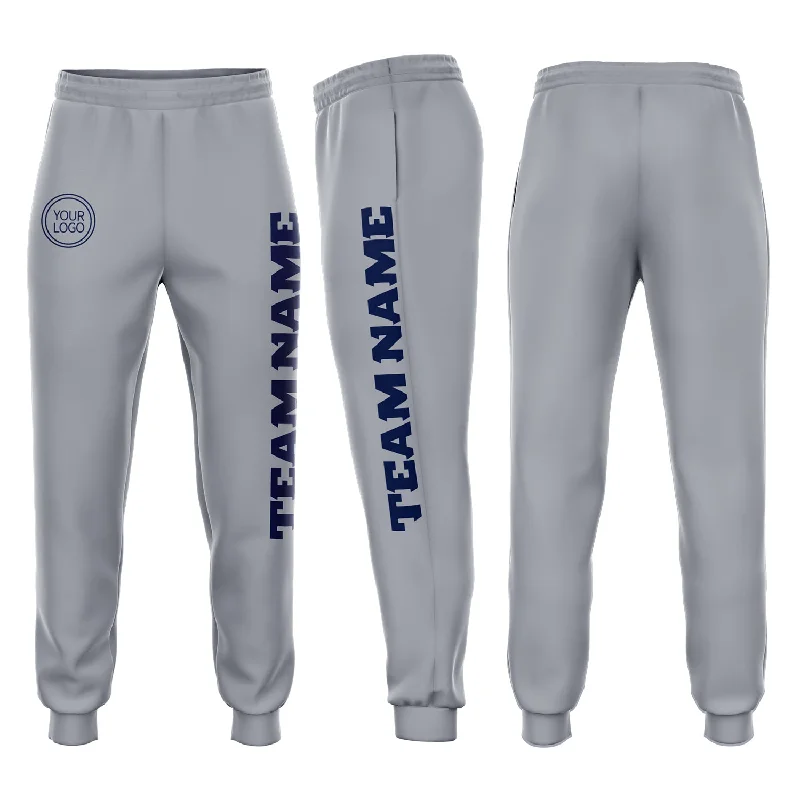 One Size Gray Navy Fleece Jogger Sweatpants