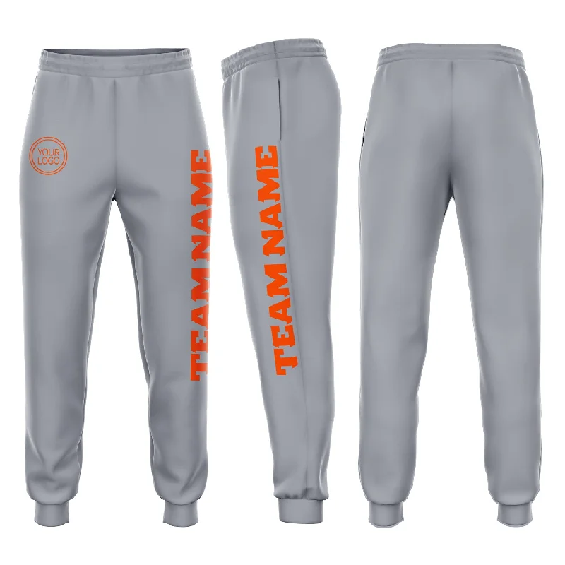 One Size Gray Orange Fleece Jogger Sweatpants