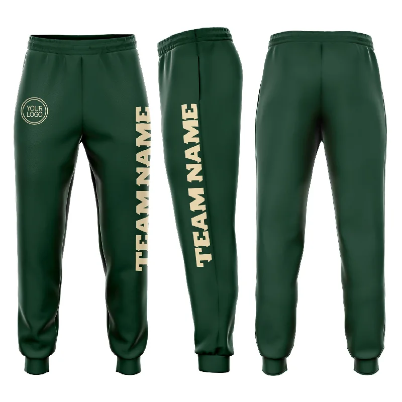 One Size Green Cream Fleece Jogger Sweatpants