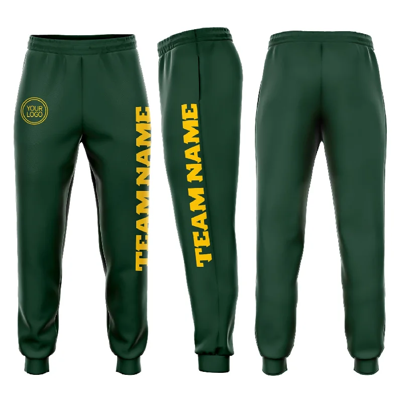 One Size Green Gold Fleece Jogger Sweatpants