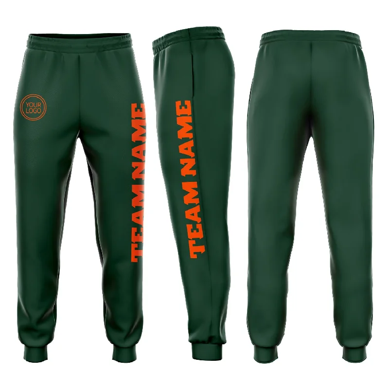 One Size Green Orange Fleece Jogger Sweatpants