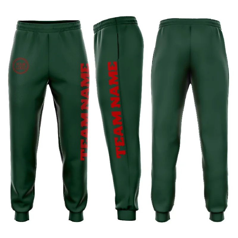 One Size Green Red Fleece Jogger Sweatpants