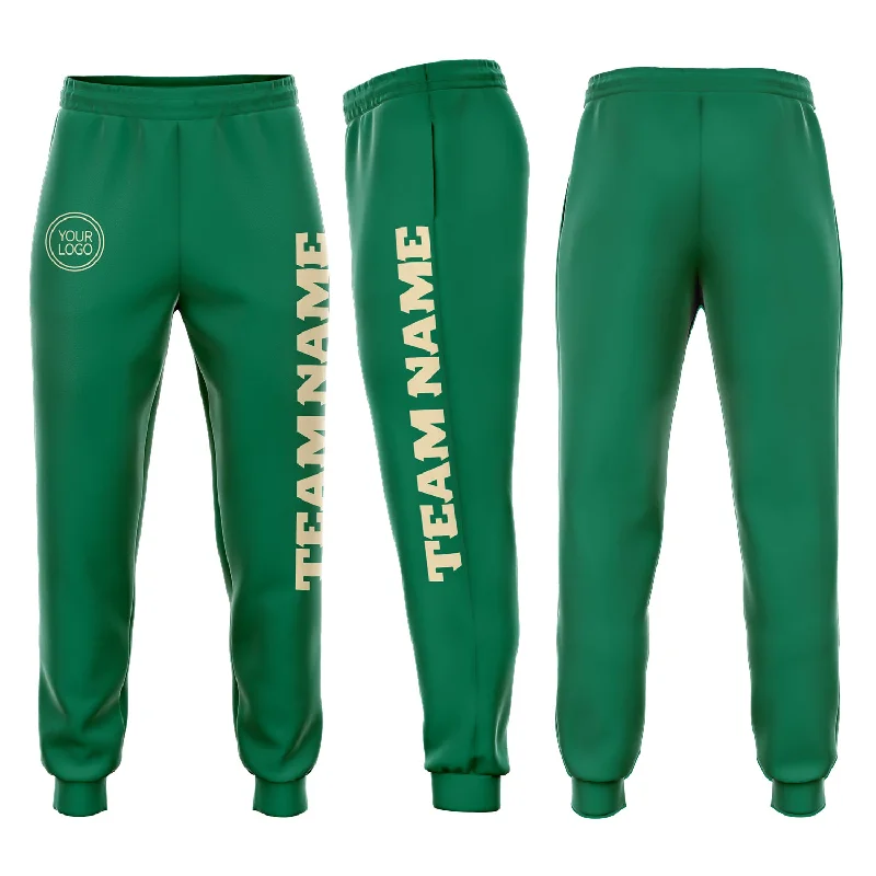 One Size Kelly Green Cream Fleece Jogger Sweatpants