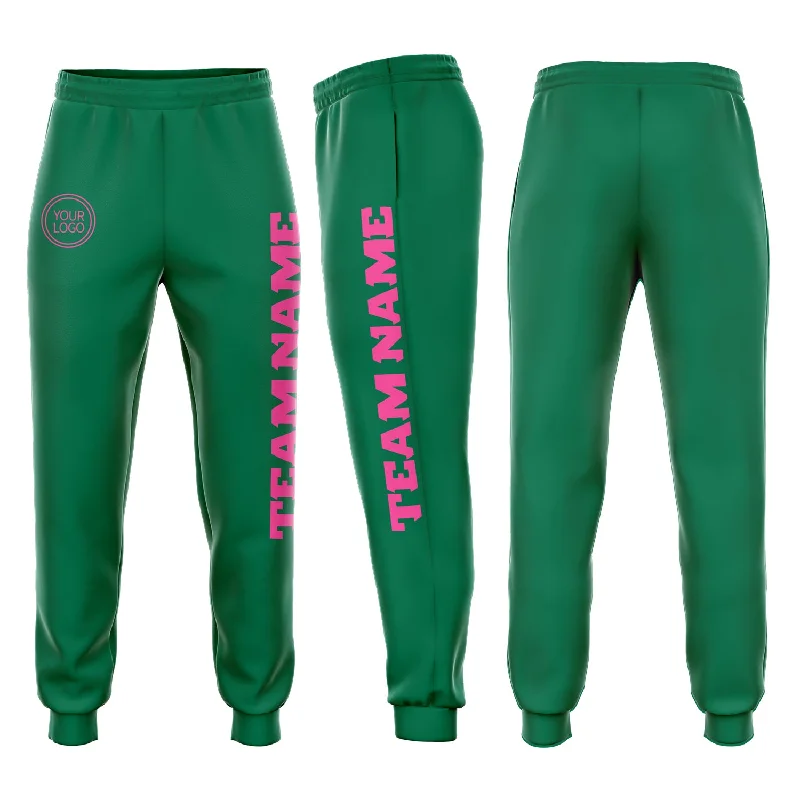 One Size Kelly Green Pink Fleece Jogger Sweatpants