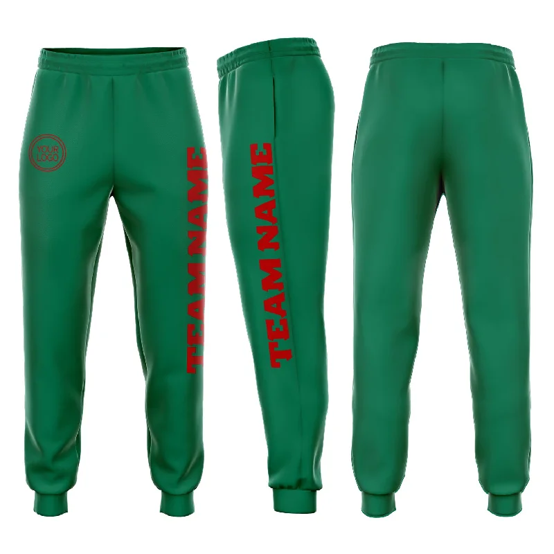 One Size Kelly Green Red Fleece Jogger Sweatpants