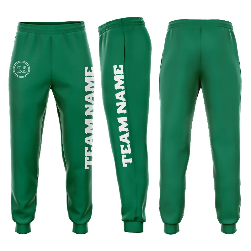 One Size Kelly Green White Fleece Jogger Sweatpants