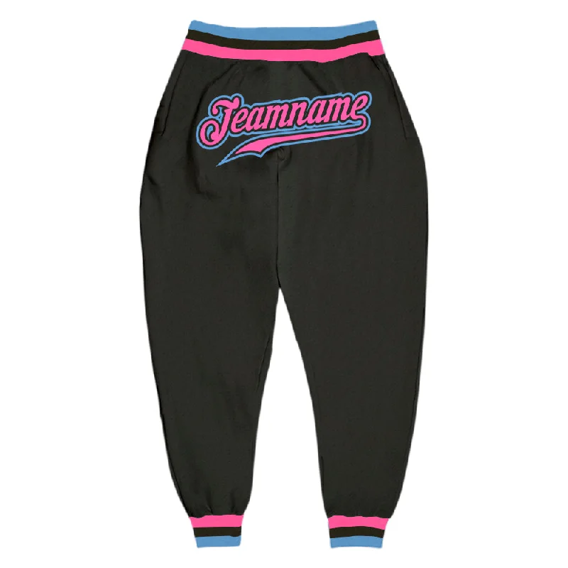 One Size Black Pink-Light Blue Sports Pants