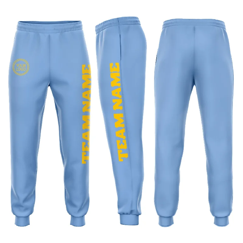 One Size Light Blue Gold Fleece Jogger Sweatpants