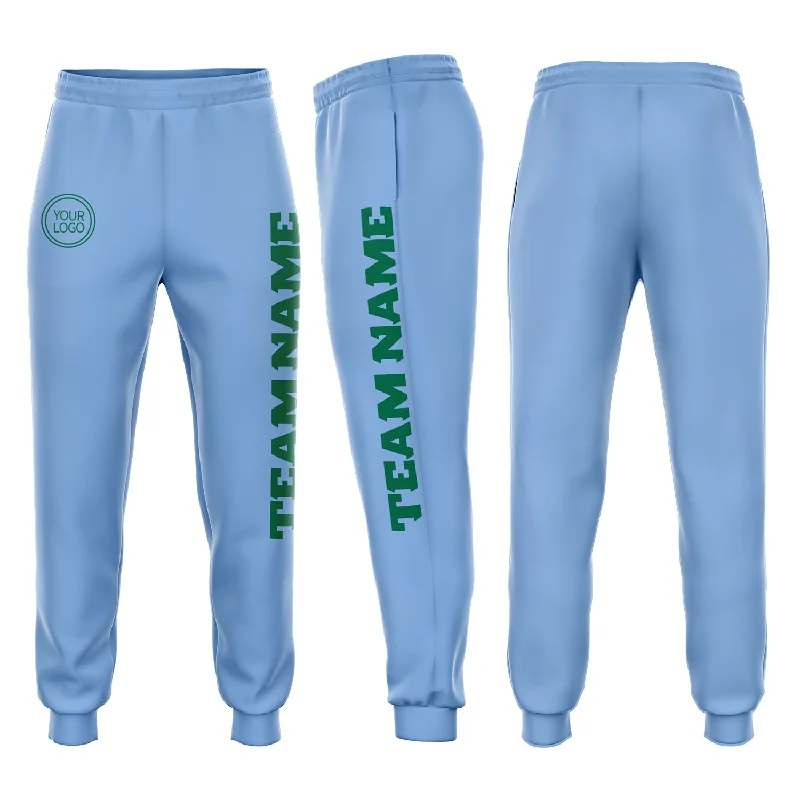 One Size Light Blue Kelly Green Fleece Jogger Sweatpants