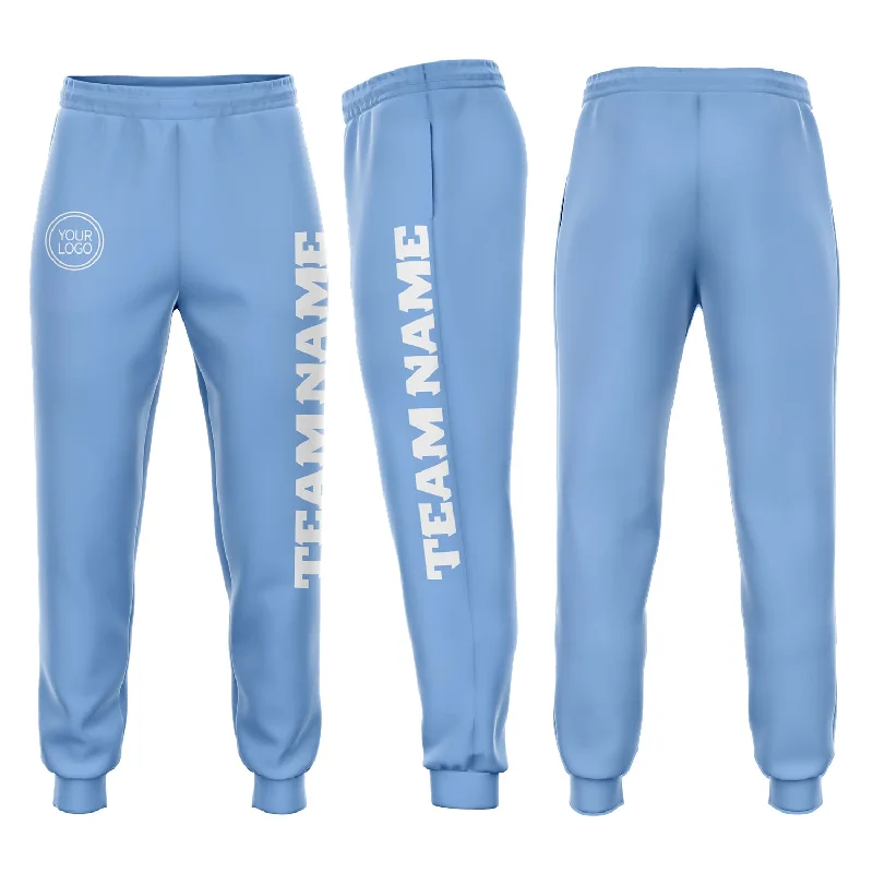 One Size Light Blue White Fleece Jogger Sweatpants