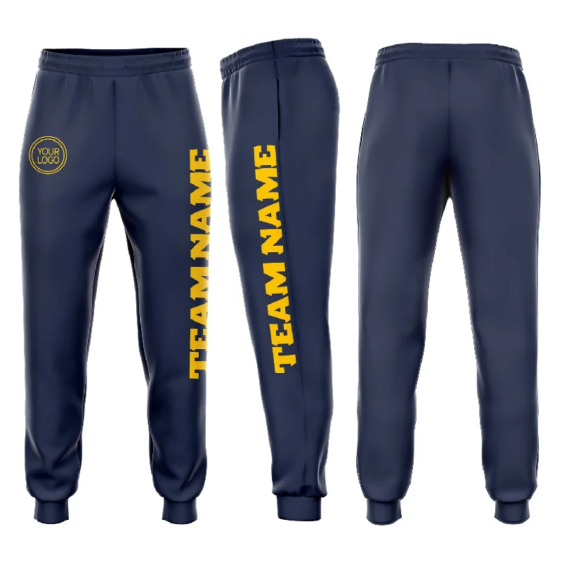 One Size Navy Gold Fleece Jogger Sweatpants