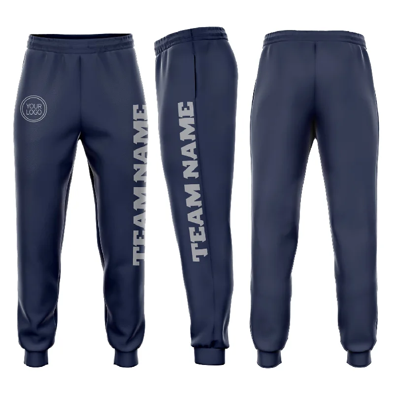 One Size Navy Gray Fleece Jogger Sweatpants