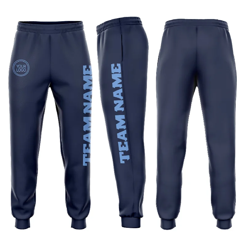 One Size Navy Light Blue Fleece Jogger Sweatpants