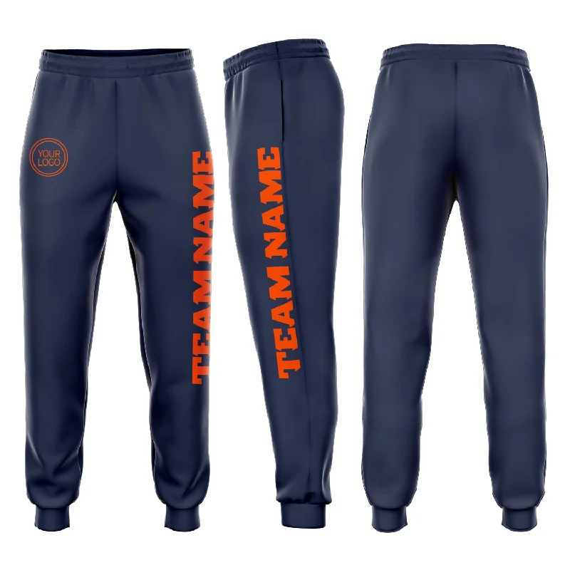 One Size Navy Orange Fleece Jogger Sweatpants