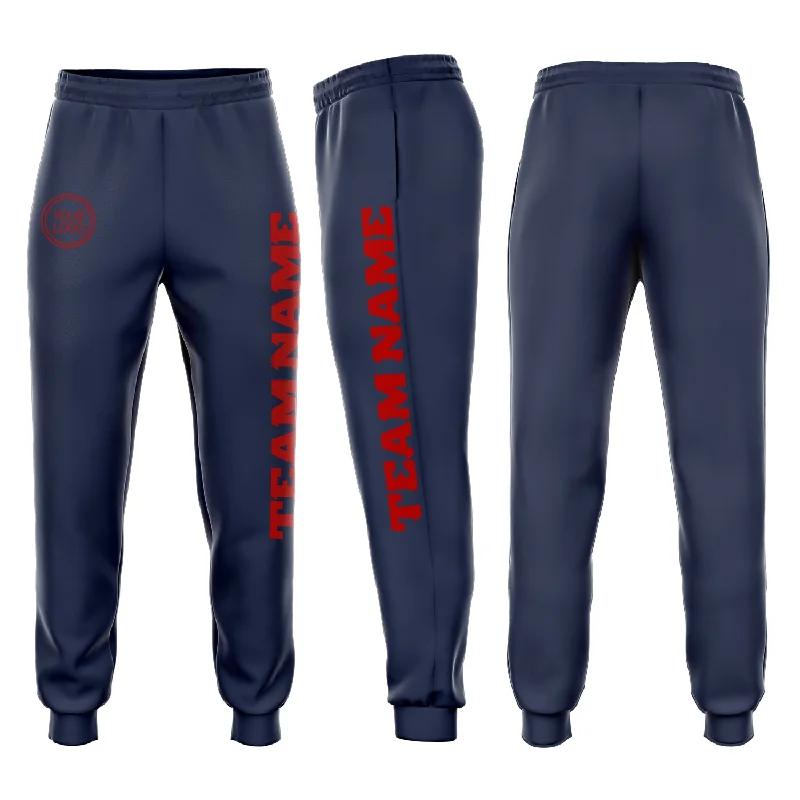 One Size Navy Red Fleece Jogger Sweatpants