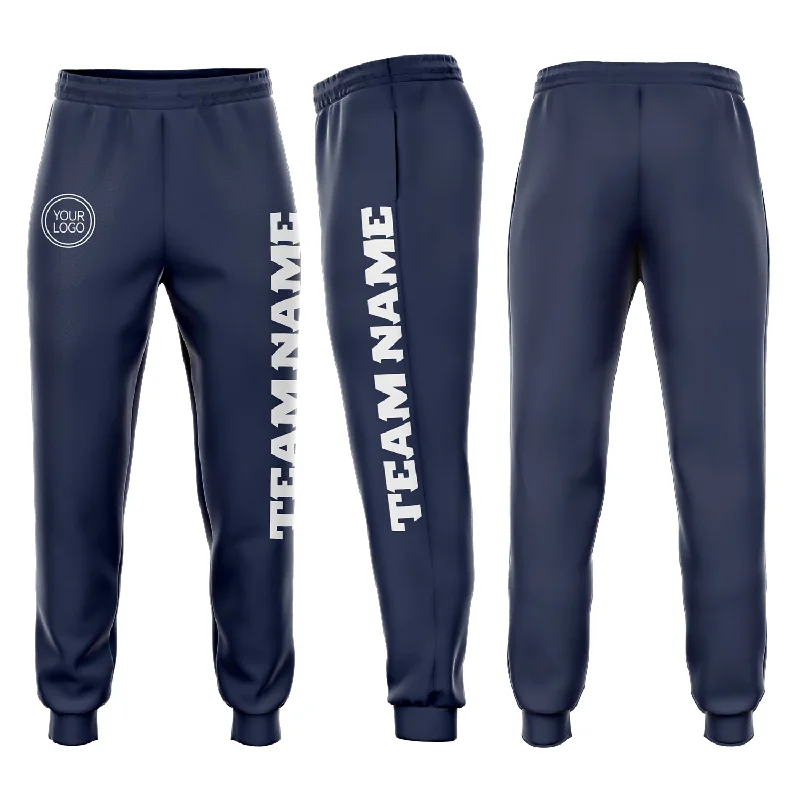 One Size Navy White Fleece Jogger Sweatpants