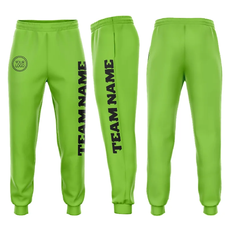 One Size Neon Green Black Fleece Jogger Sweatpants