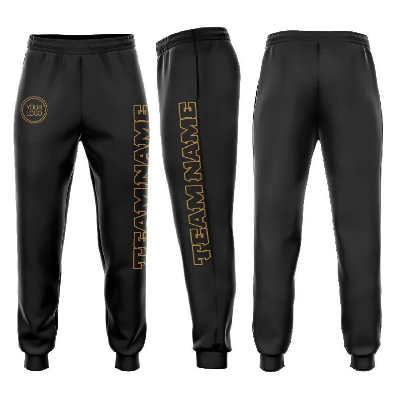 One Size Black Black-Old Gold Fleece Jogger Sweatpants