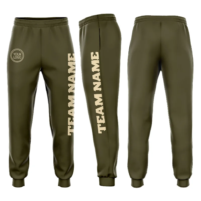 One Size Olive Cream Fleece Salute To Service Jogger Sweatpants