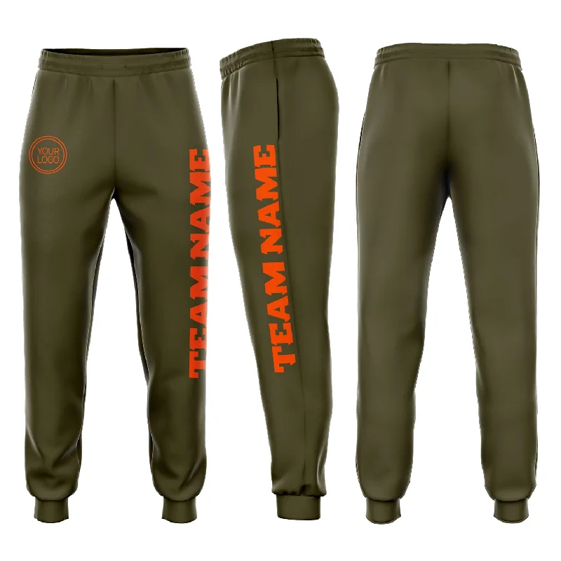 One Size Olive Orange Fleece Salute To Service Jogger Sweatpants