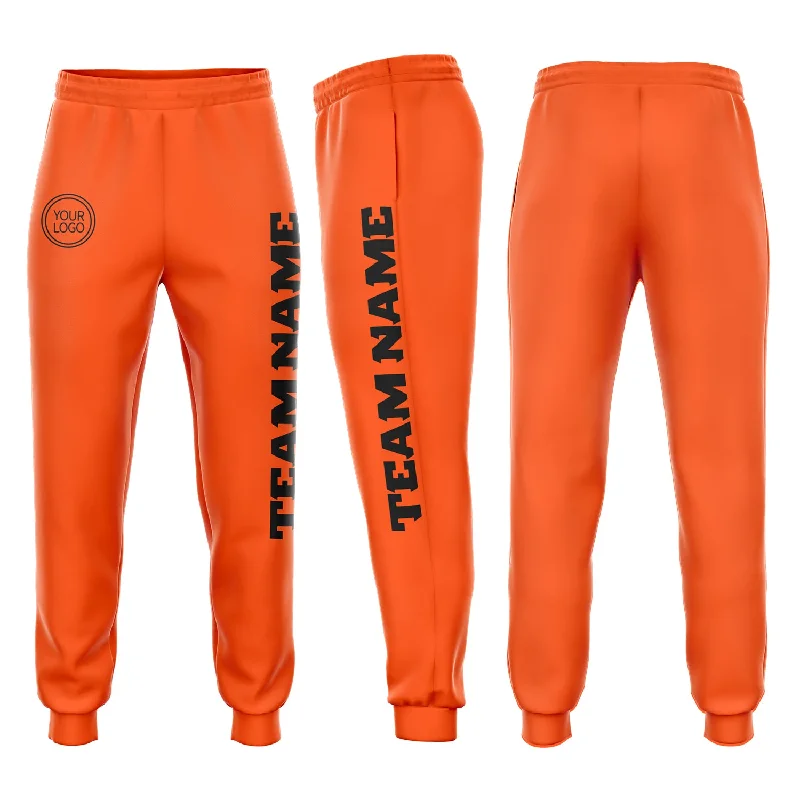 One Size Orange Black Fleece Jogger Sweatpants