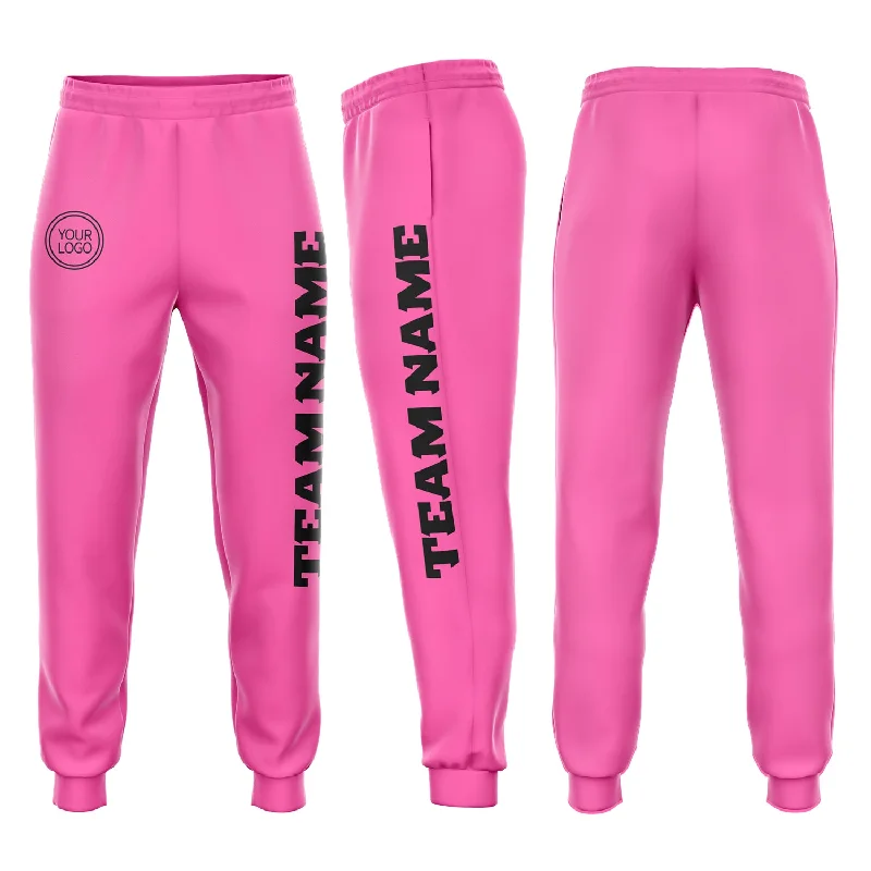 One Size Pink Black Fleece Jogger Sweatpants