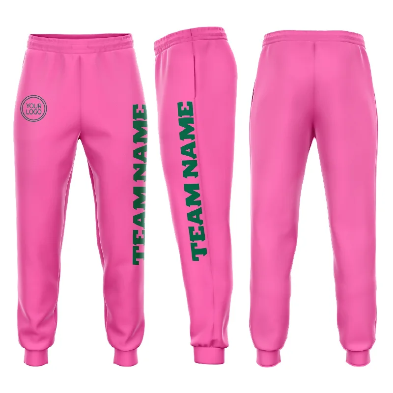 One Size Pink Kelly Green Fleece Jogger Sweatpants